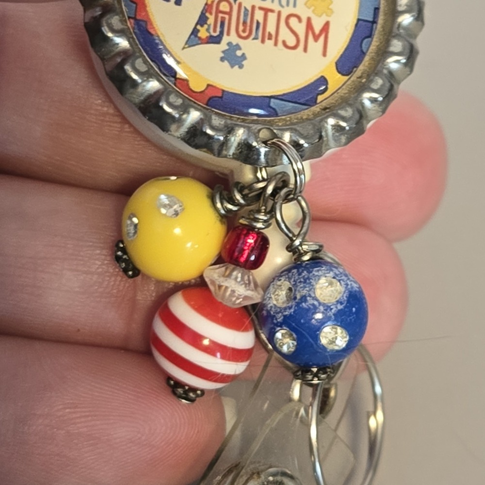I Love Someone With Autism Bottle Cap  Badge‎ Reel, ID Holder, - Picture 5 of 6